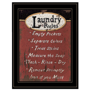 Laundry Rules 4 Black Framed Print Bathroom Wall Art
