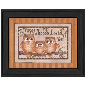 Whoooo Loves You Black Framed Print Wall Art