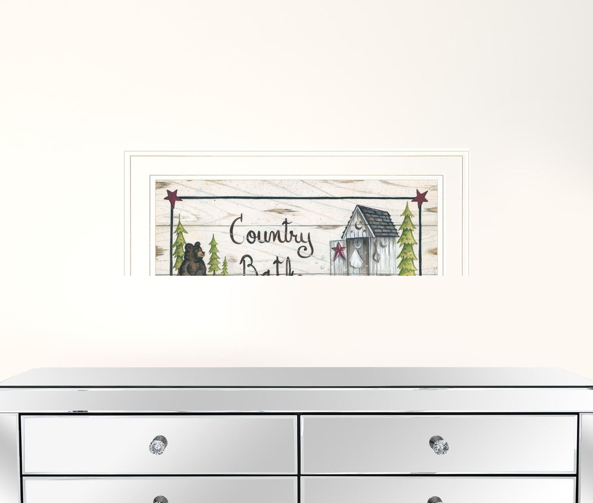 Country Bath 1 White Framed Print Bathroom Wall Art