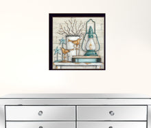 Lantern On Books 1 Black Framed Print Wall Art