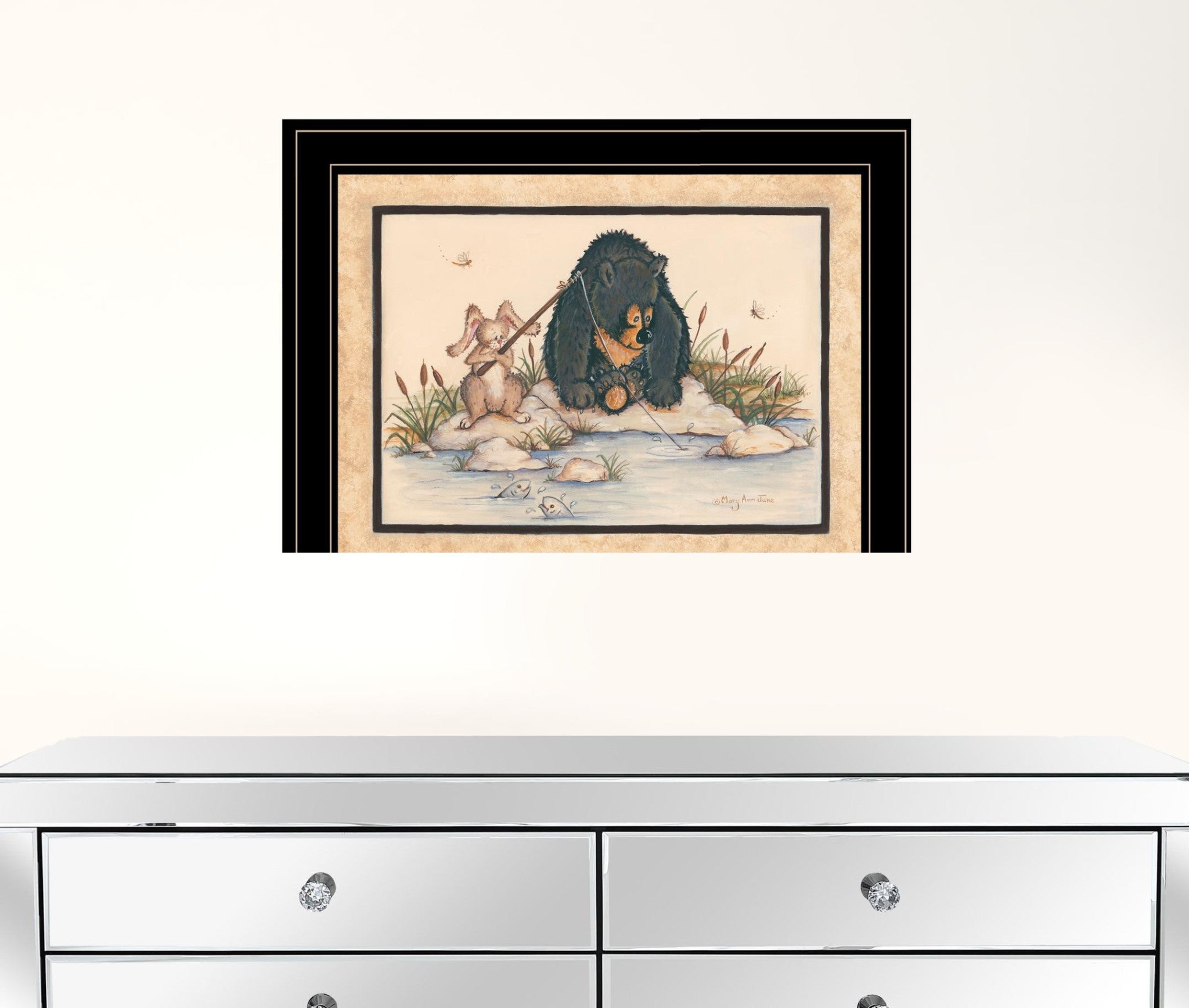 Gone Fishing 2 Black Framed Print Wall Art