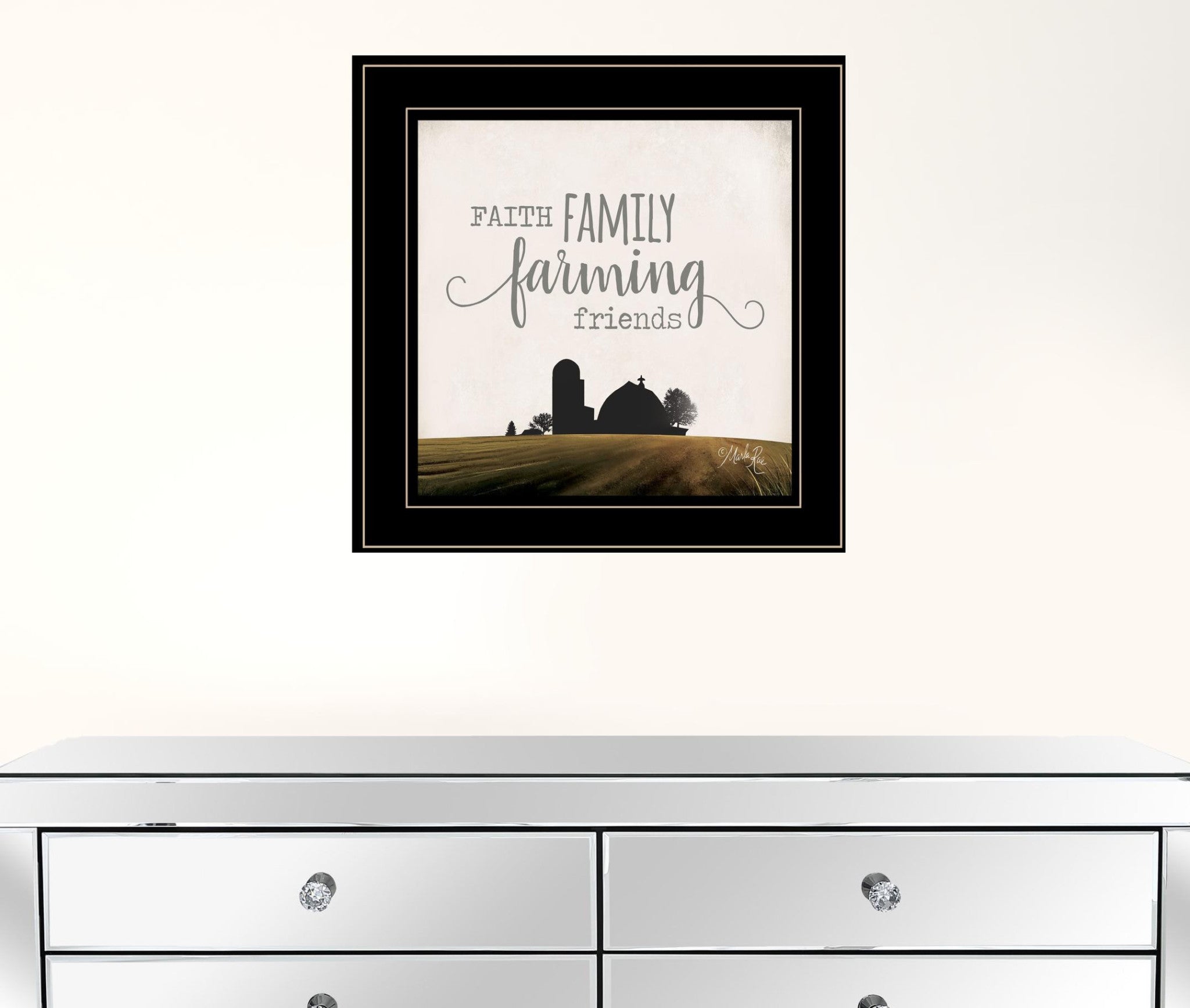 Faith Family Farming Friends 2 Black Framed Print Wall Art