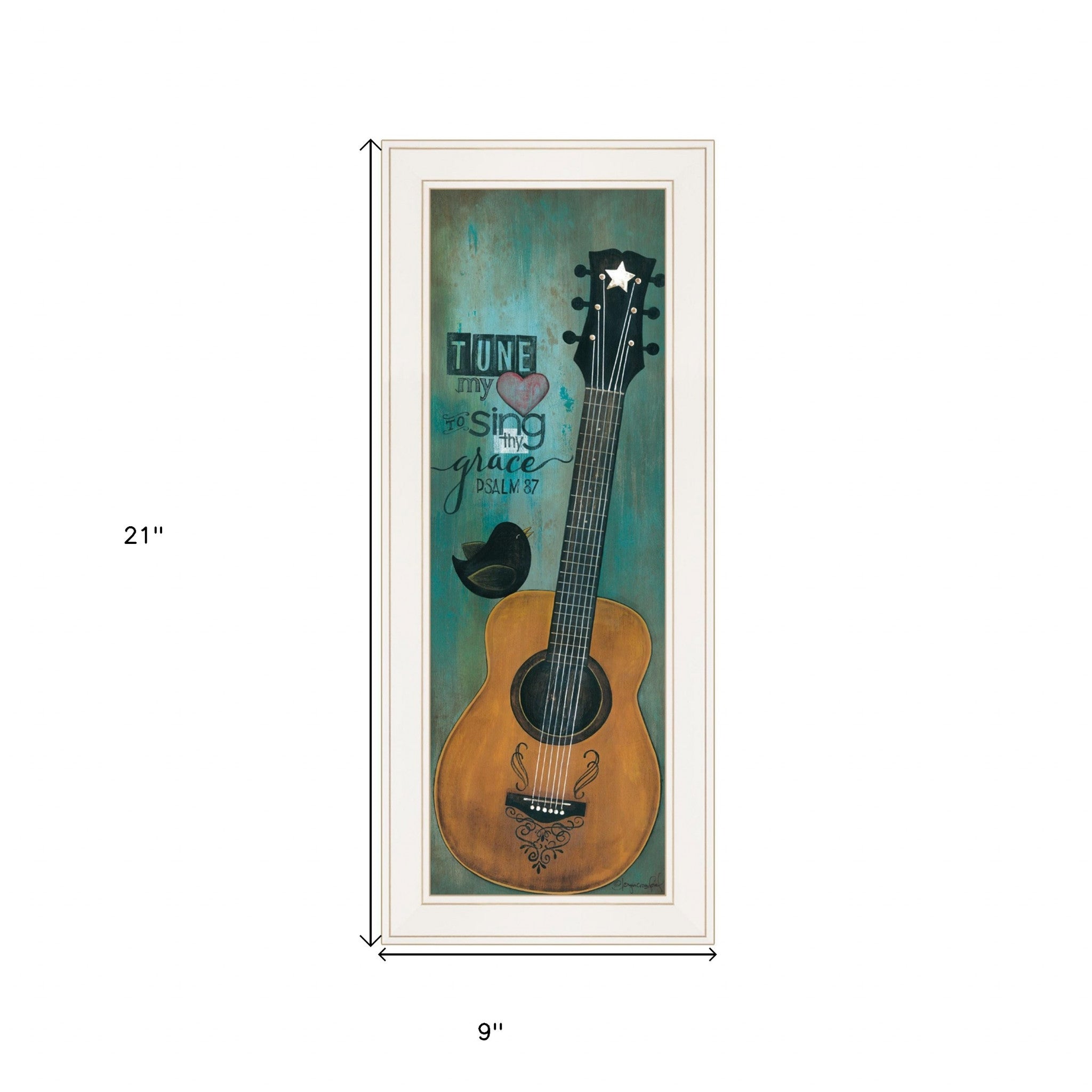 Tune My Heart 1 White Framed Print Wall Art