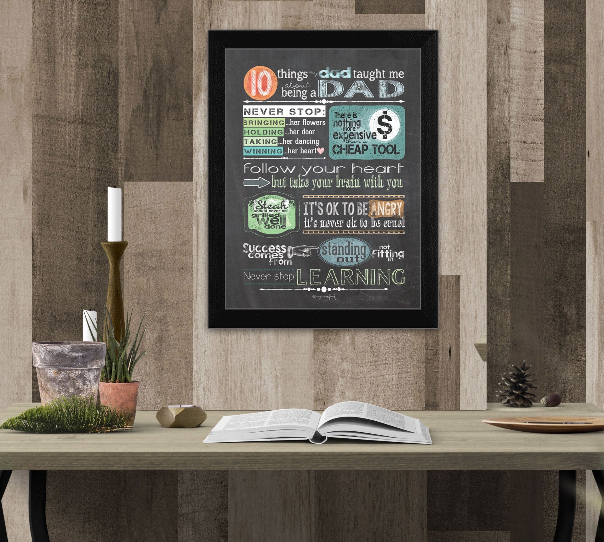 Reminders From Dad Black Framed Print Wall Art