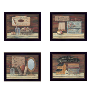 Set Of Four Bathroom 2 Black Framed Print Bathroom Wall Art
