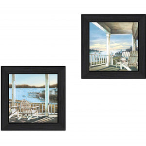 Set Of Two Lake Side Black Framed Print Wall Art