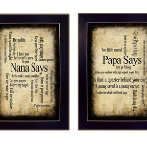 Set Of Two Nana Or Papa Black Framed Print Wall Art
