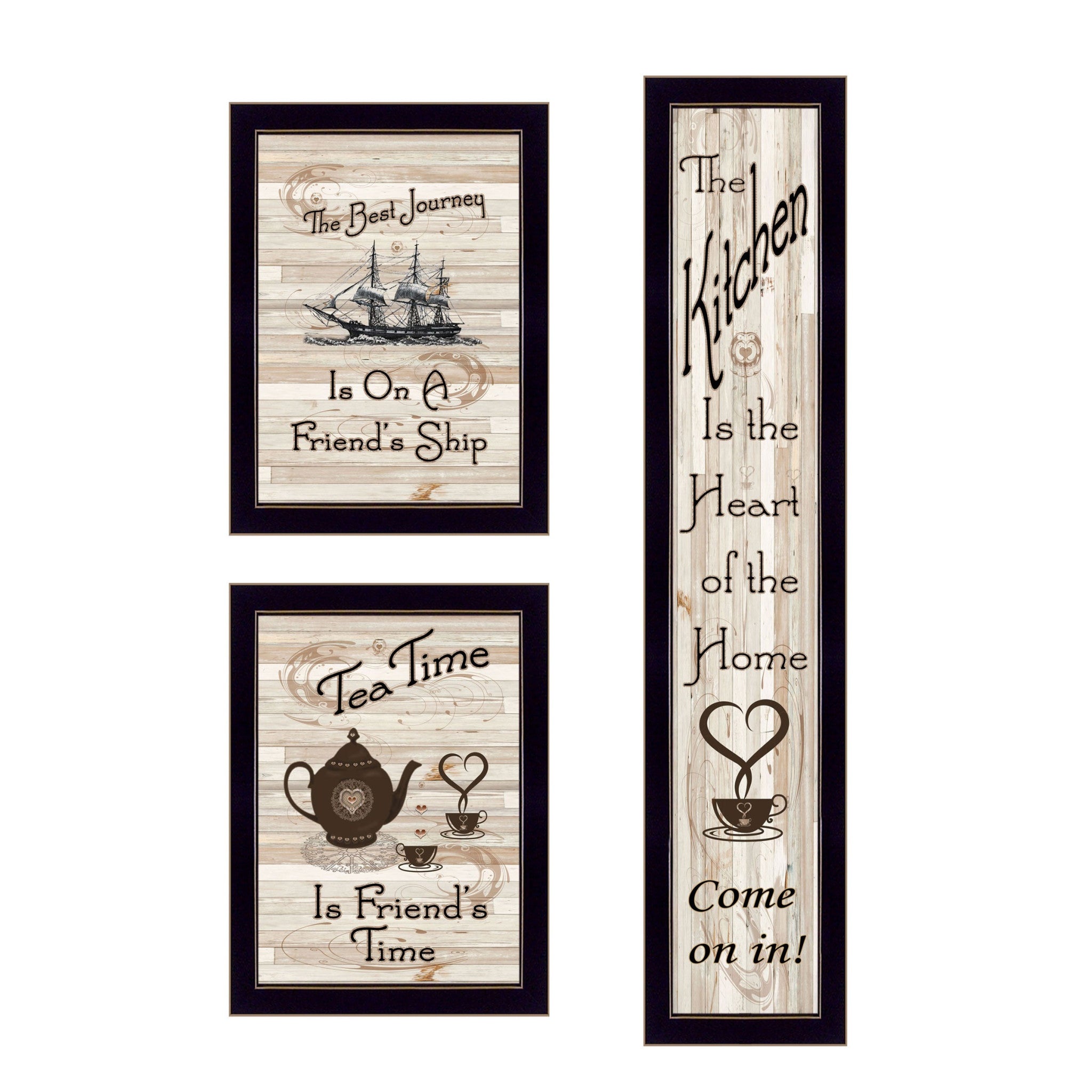 Set Of Three The Kitchen Collection Ii 3 Black Framed Print Kitchen Wall Art