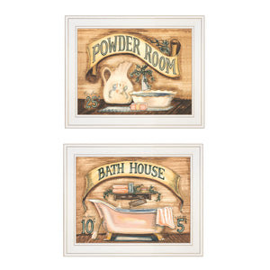 Set Of Two Bath And Powder Room 1 White Framed Print Wall Art