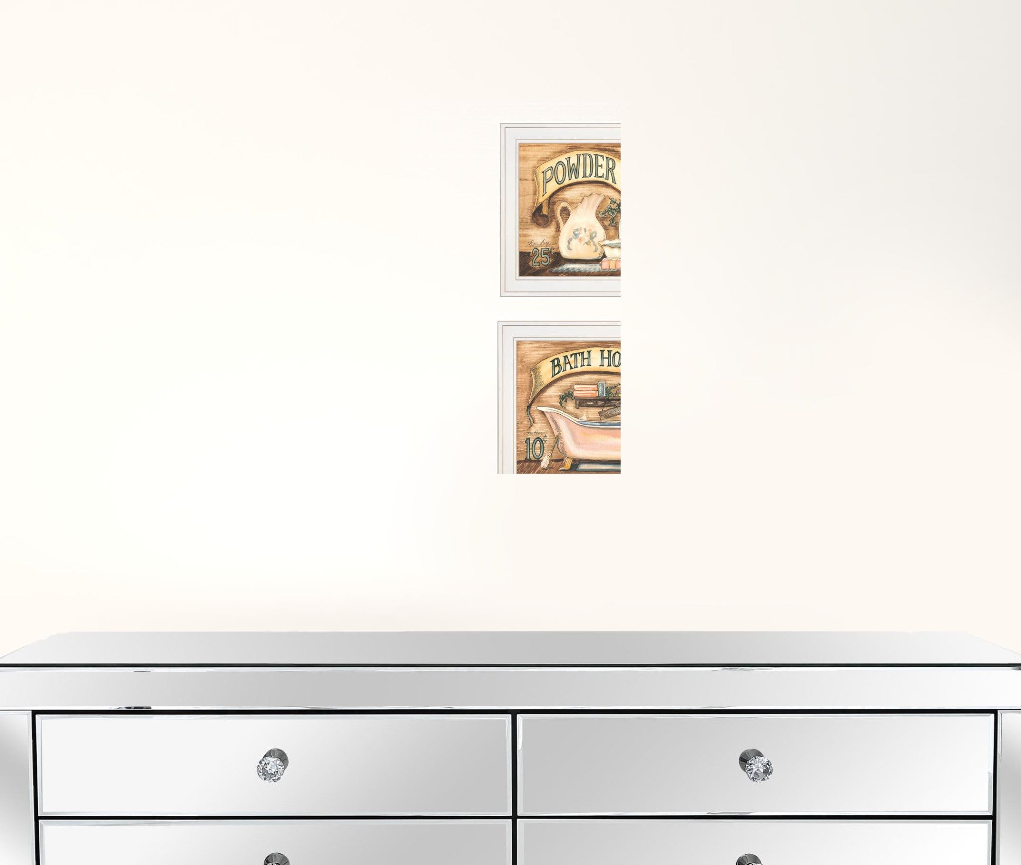 Set Of Two Bath And Powder Room 1 White Framed Print Wall Art