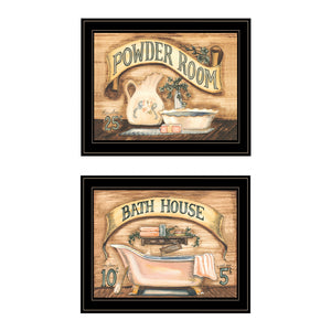 Set Of Two Bath And Powder Room 2 Black Framed Print Wall Art