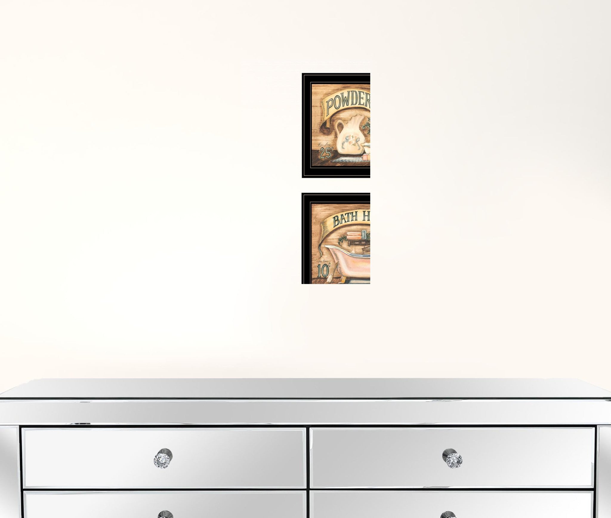 Set Of Two Bath And Powder Room 2 Black Framed Print Wall Art