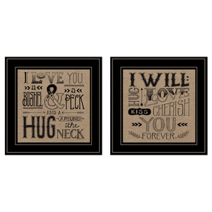 Set Of Two Hugs Or Forever 2 Black Framed Print Wall Art