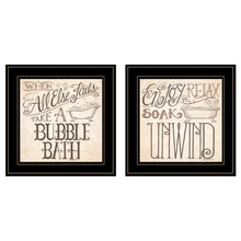 Set Of Two Soak And Unwind 3 Black Framed Print Bathroom Wall Art