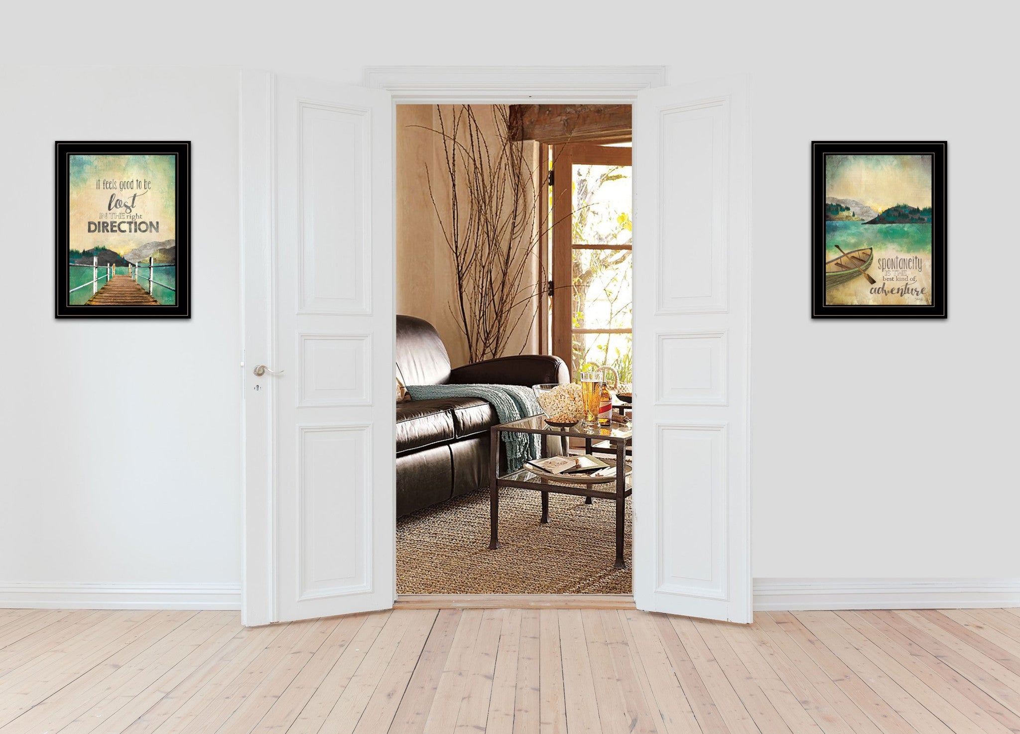 Set Of Two Right Direction Or Adventure 2 Black Framed Print Wall Art