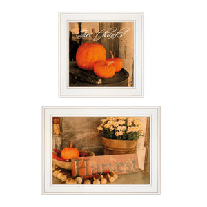 Set Of Two Autumn Harvest 1 White Framed Print Wall Art