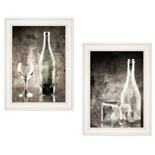 Set Of Two Moody Gray Glassware Still Life 1 White Framed Print Kitchen Wall Art