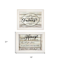 Set Of Two Family Values 1 White Framed Print Wall Art