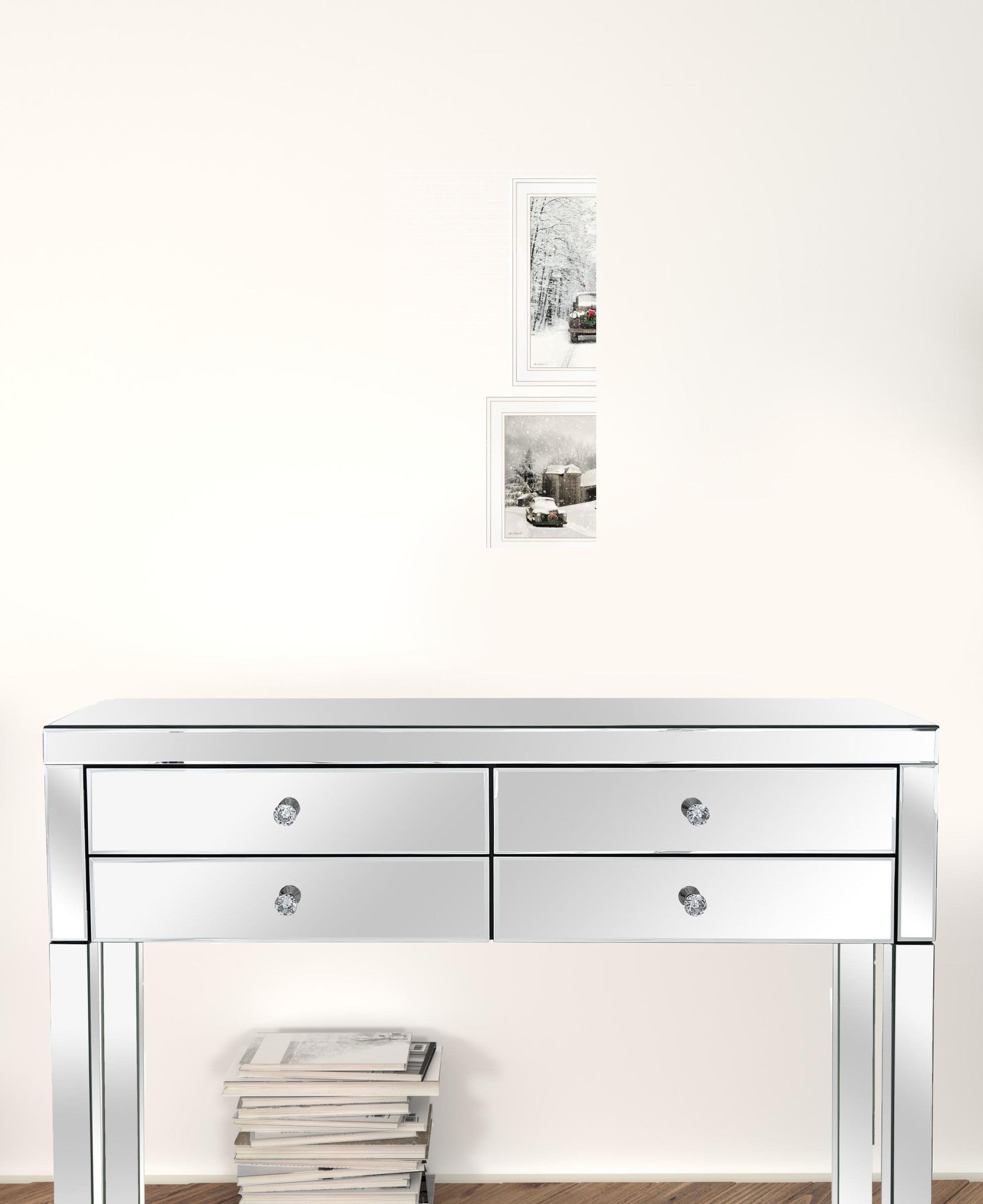 Set Of Two Antique Christmas 1 White Framed Print Wall Art