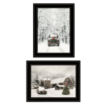 Set Of Two Antique Christmas 2 Black Framed Print Wall Art