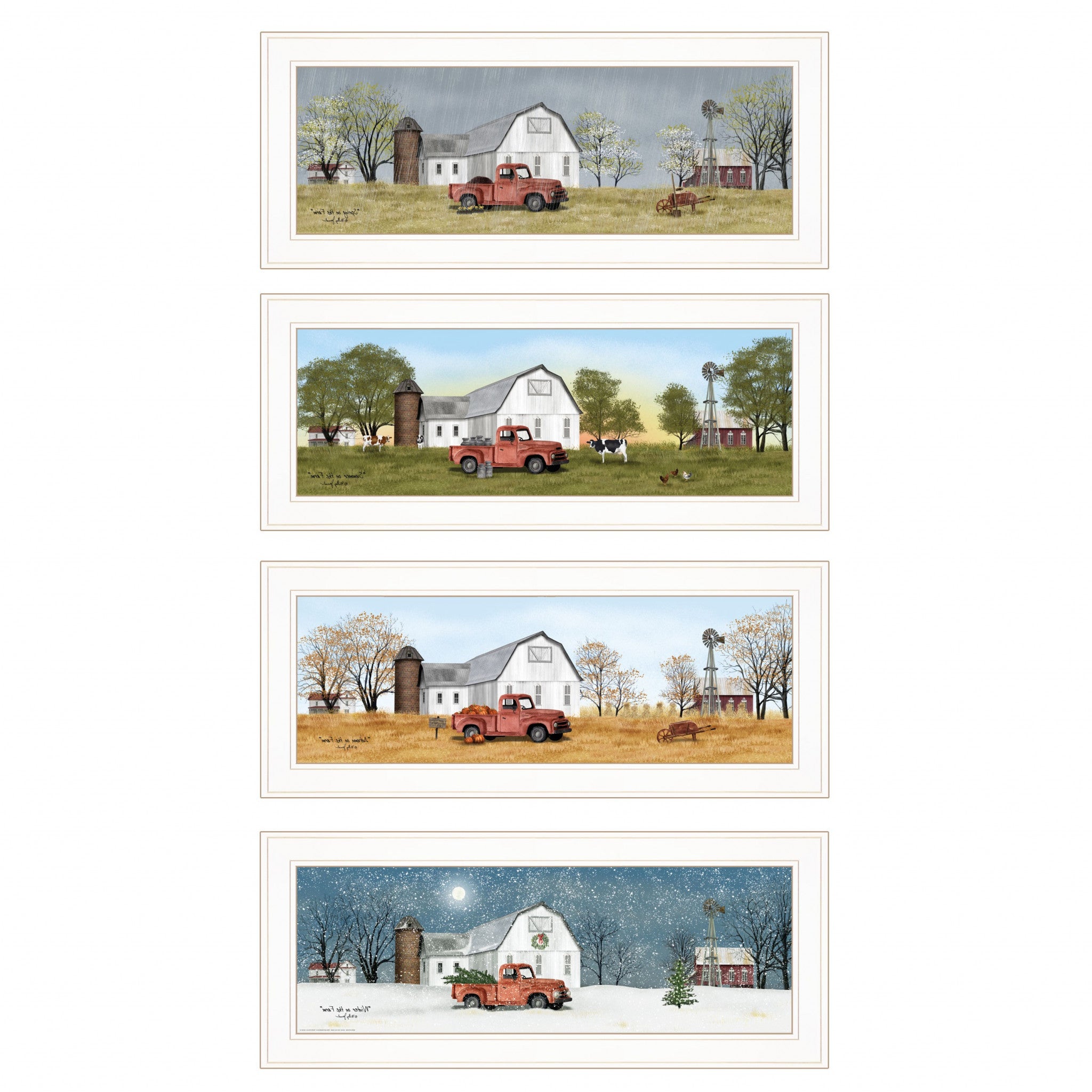 Set Of Four Billy Jacobs Four Seasons Collection V 4-Piece White Frame White Framed Print Wall Art