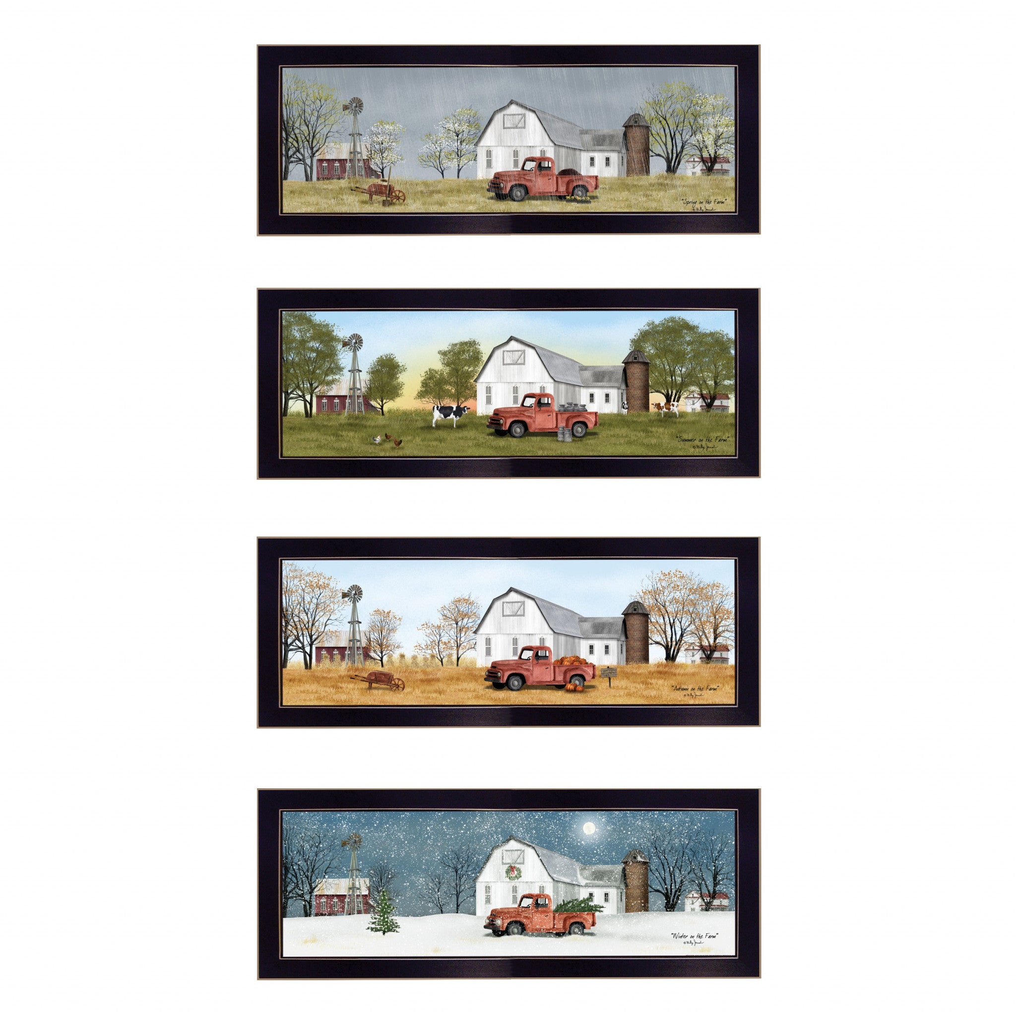 Set Of Four Billy Jacobs Four Seasons Collection V 4-Piece Black Frame 3 Black Framed Print Wall Art
