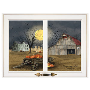 Spooky Harvest Moon Halloween White Framed Print Wall Art
