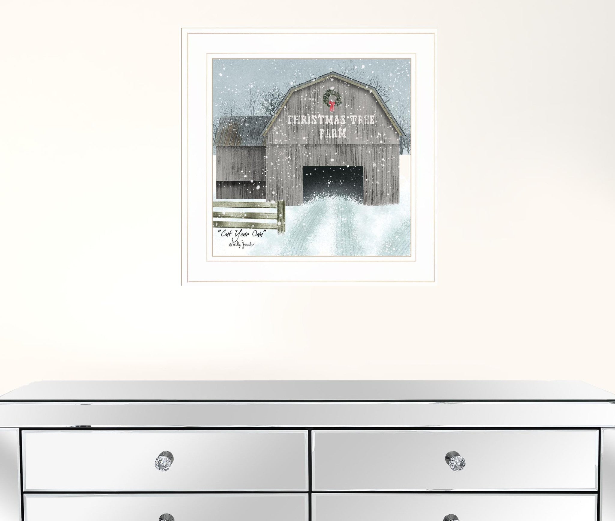 Cut Your Own Christmas Tree White Framed Print Wall Art