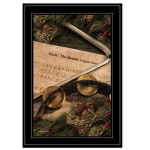Hark the Herald Angels Sing Black Framed Print Wall Art