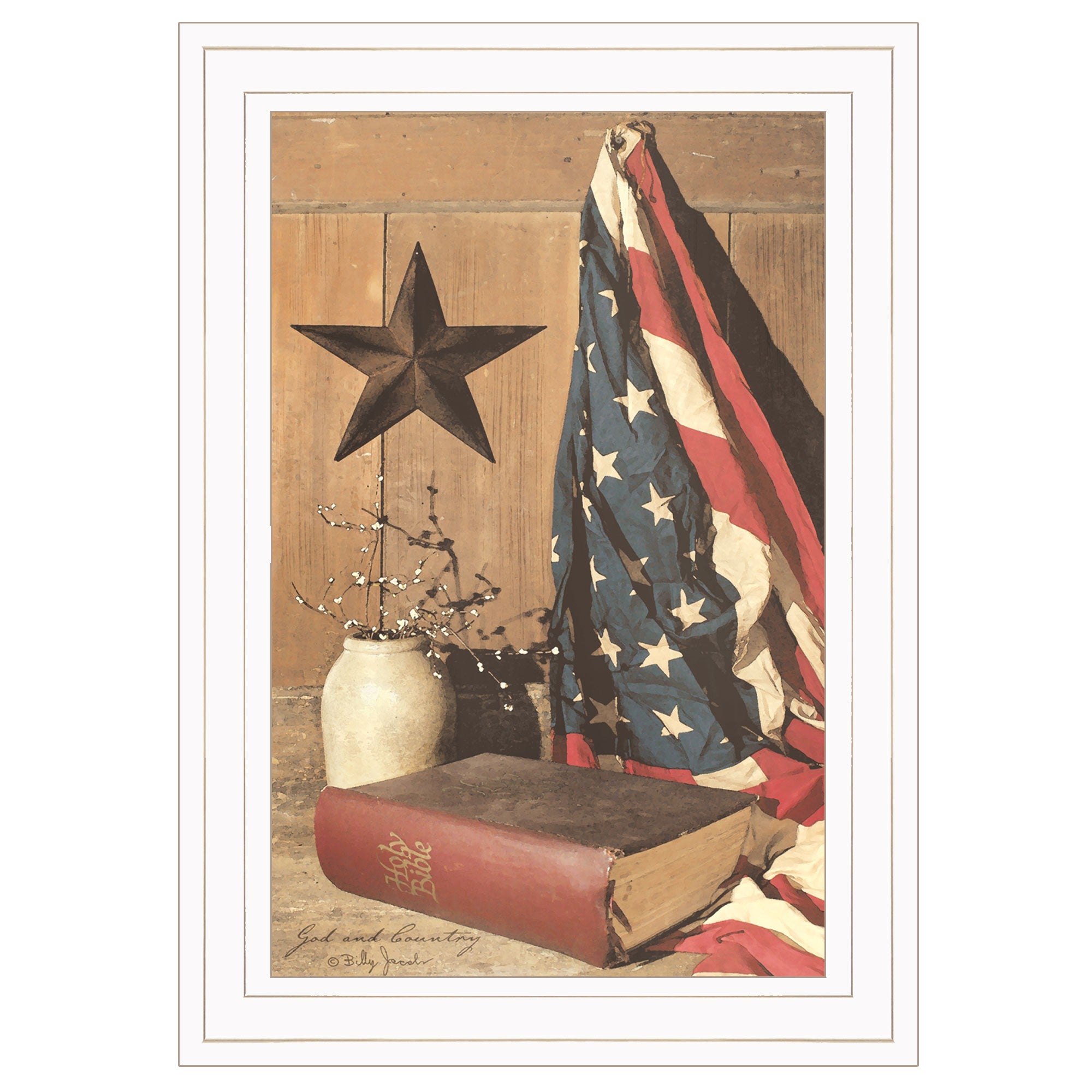 God And Country 1 White Framed Print Wall Art