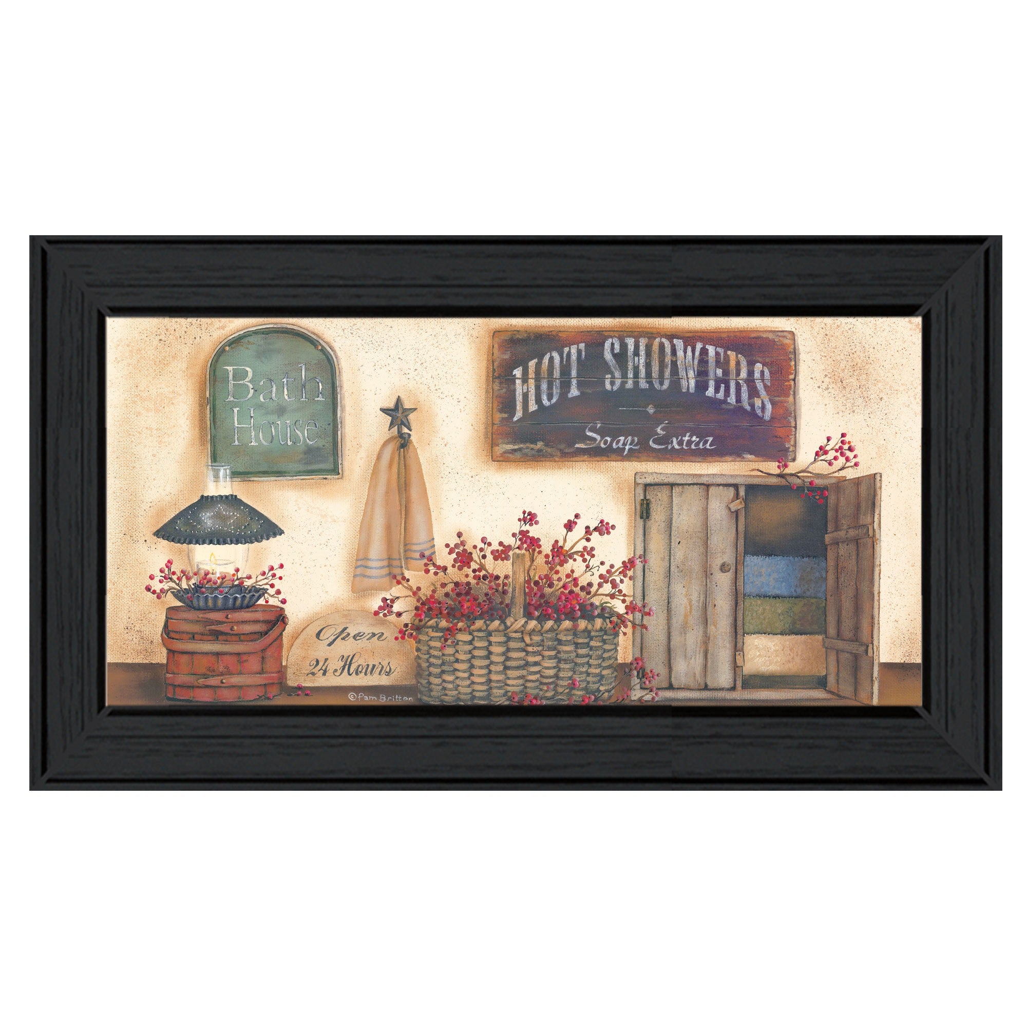 Bath House Collection 2 Black Framed Print Wall Art