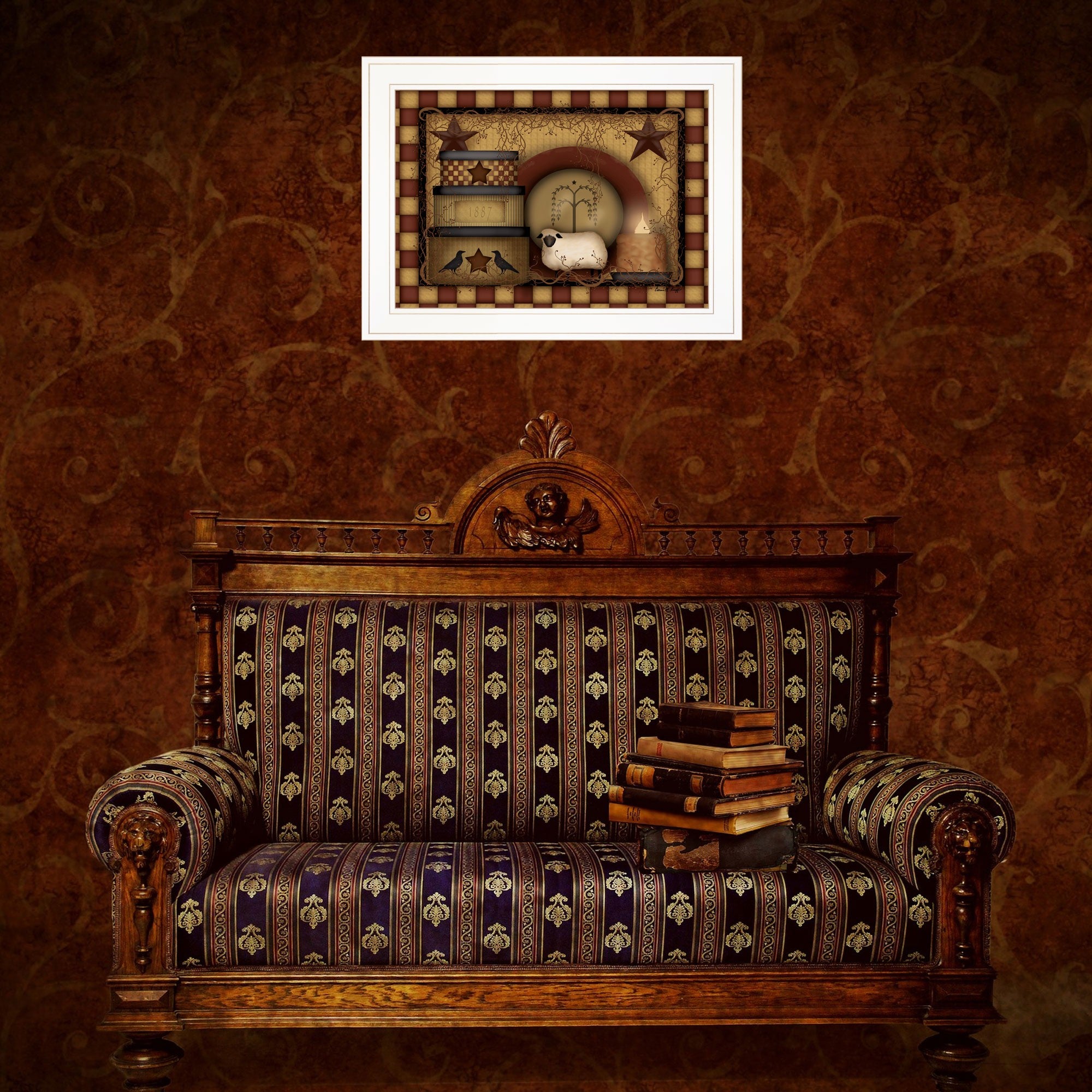 Primitive Starberry 4 White Framed Print Wall Art