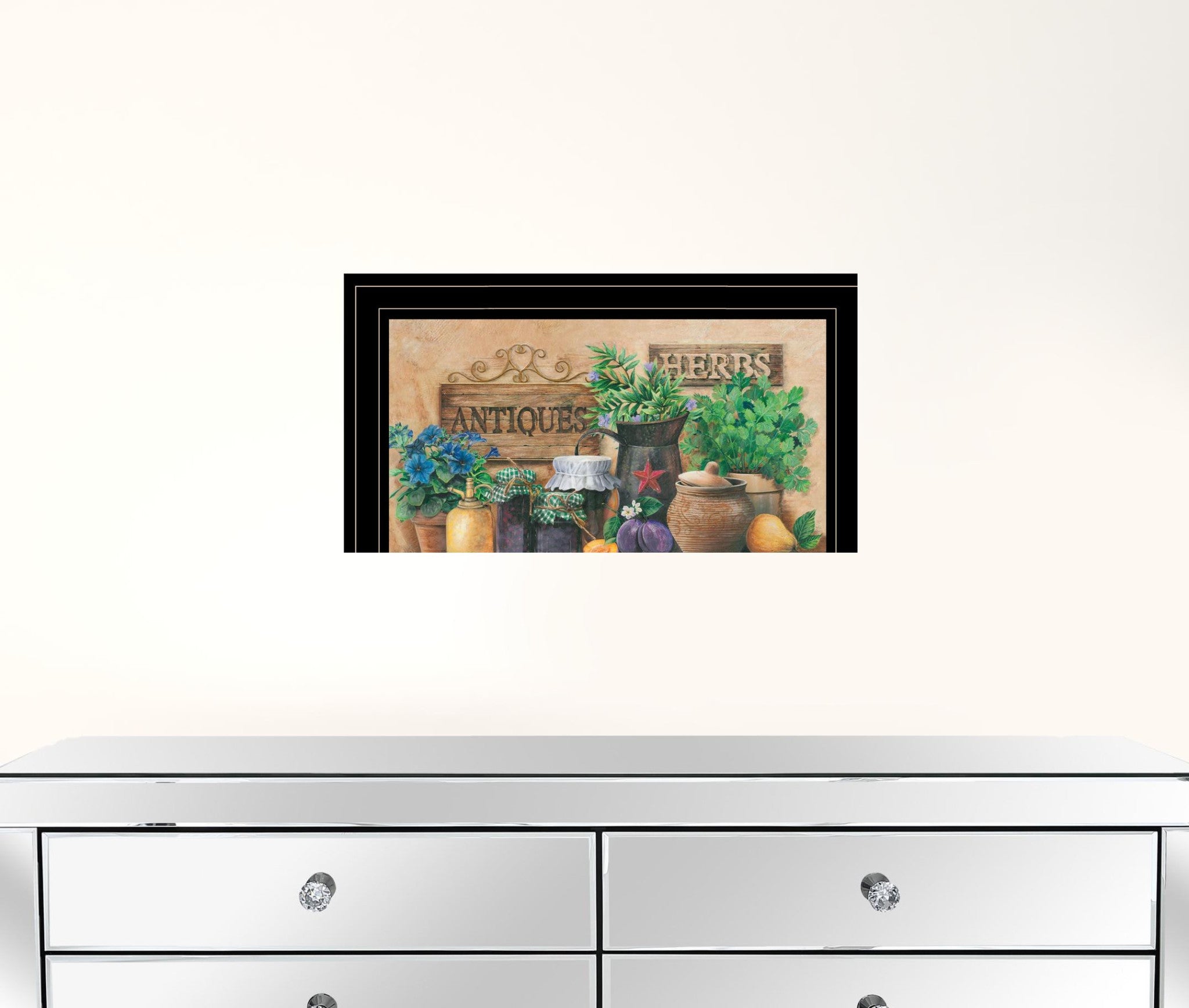 Antiques And Herbs 2 Black Framed Print Wall Art