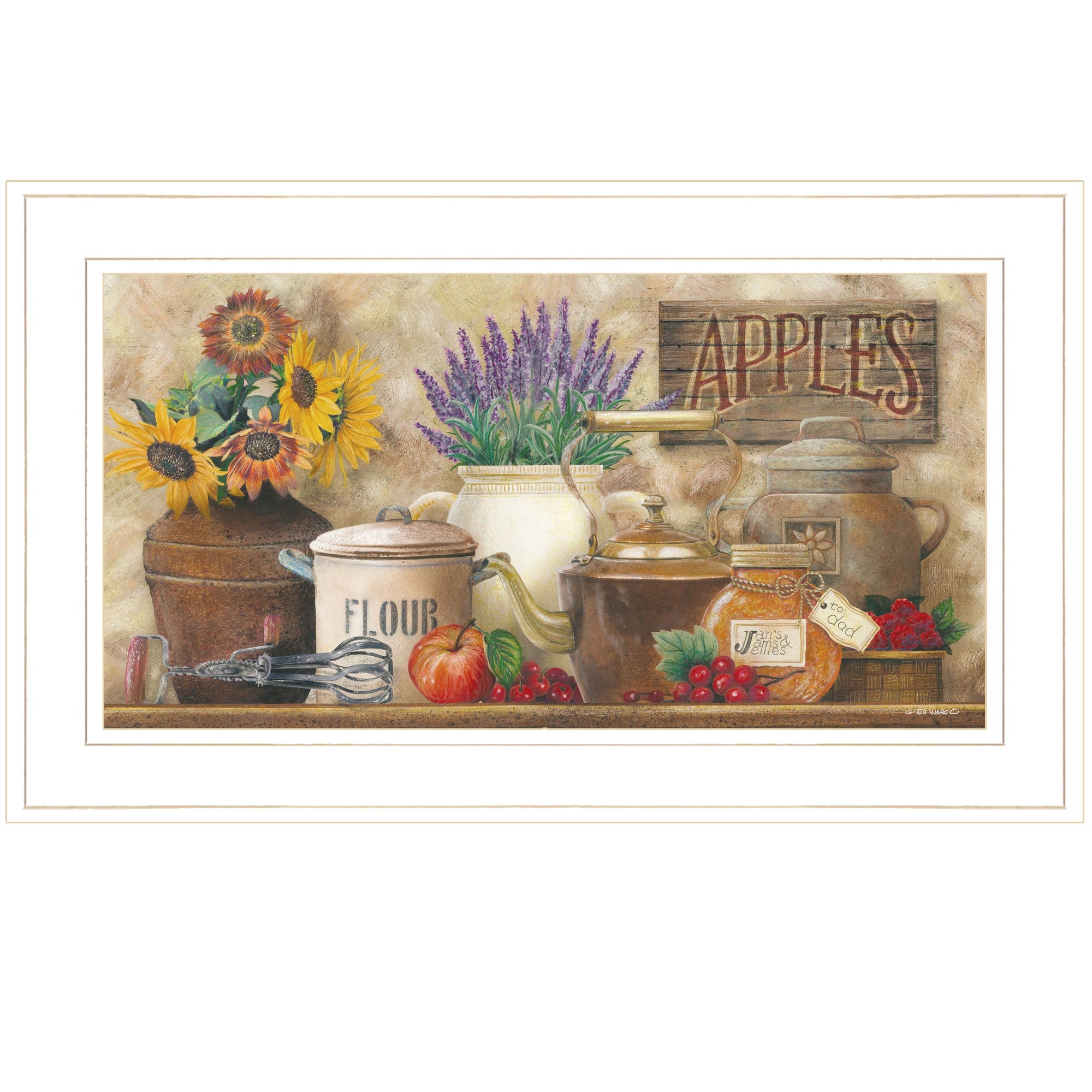 Antique Kitchen 4 White Framed Print Wall Art