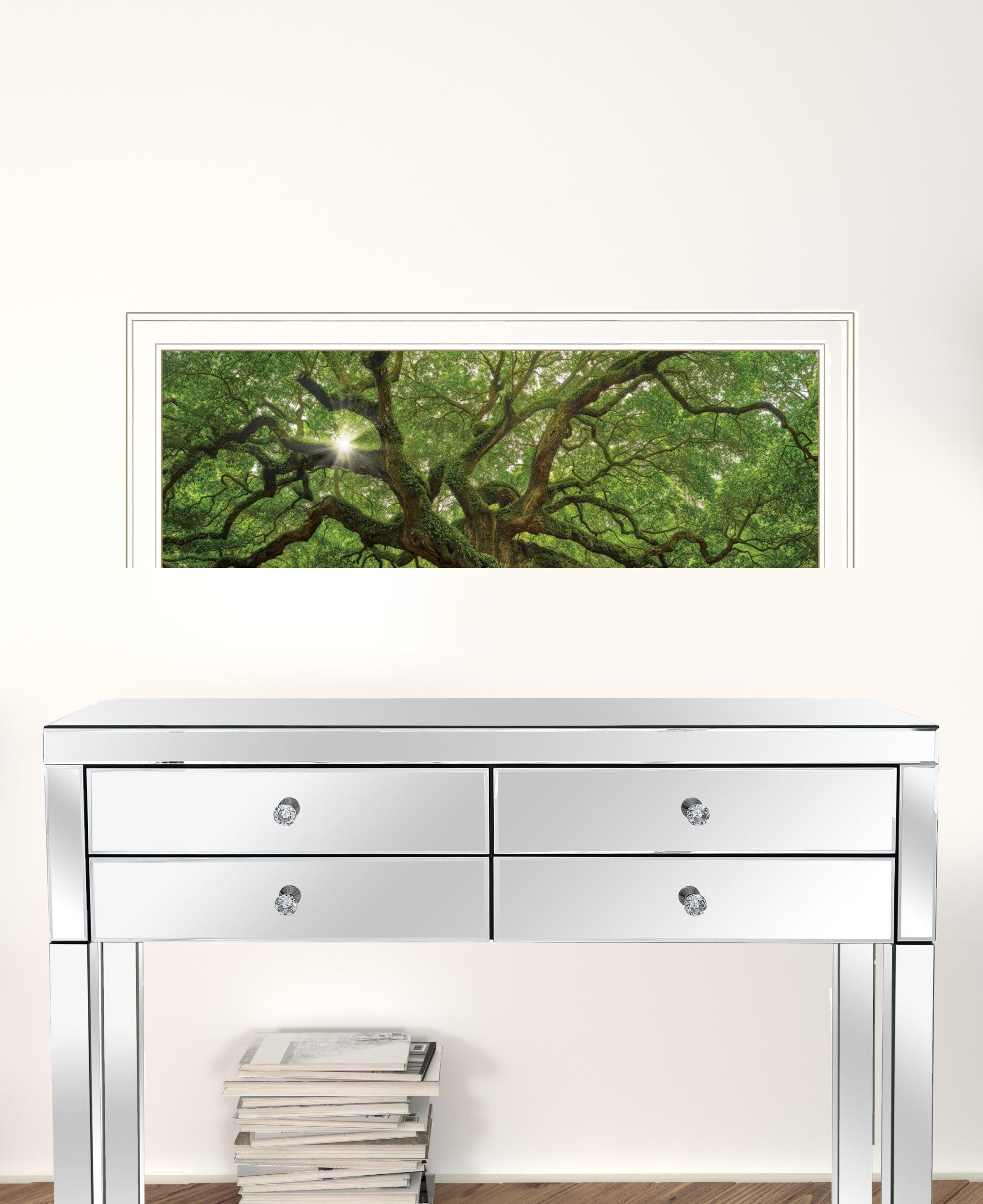 Mighty Moss Laden Tree White Framed Print Wall Art