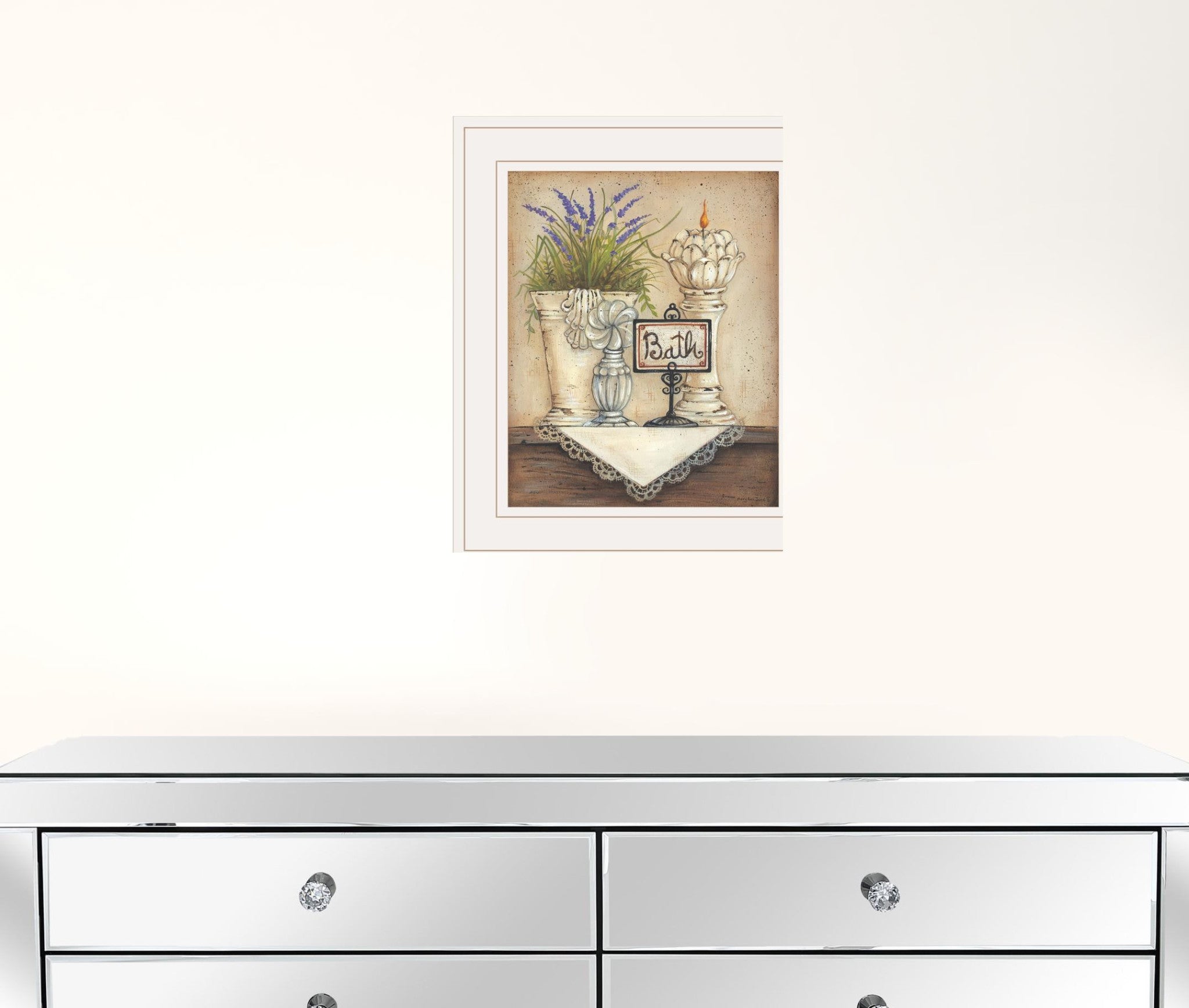 Bath Print 1 White Framed Print Wall Art