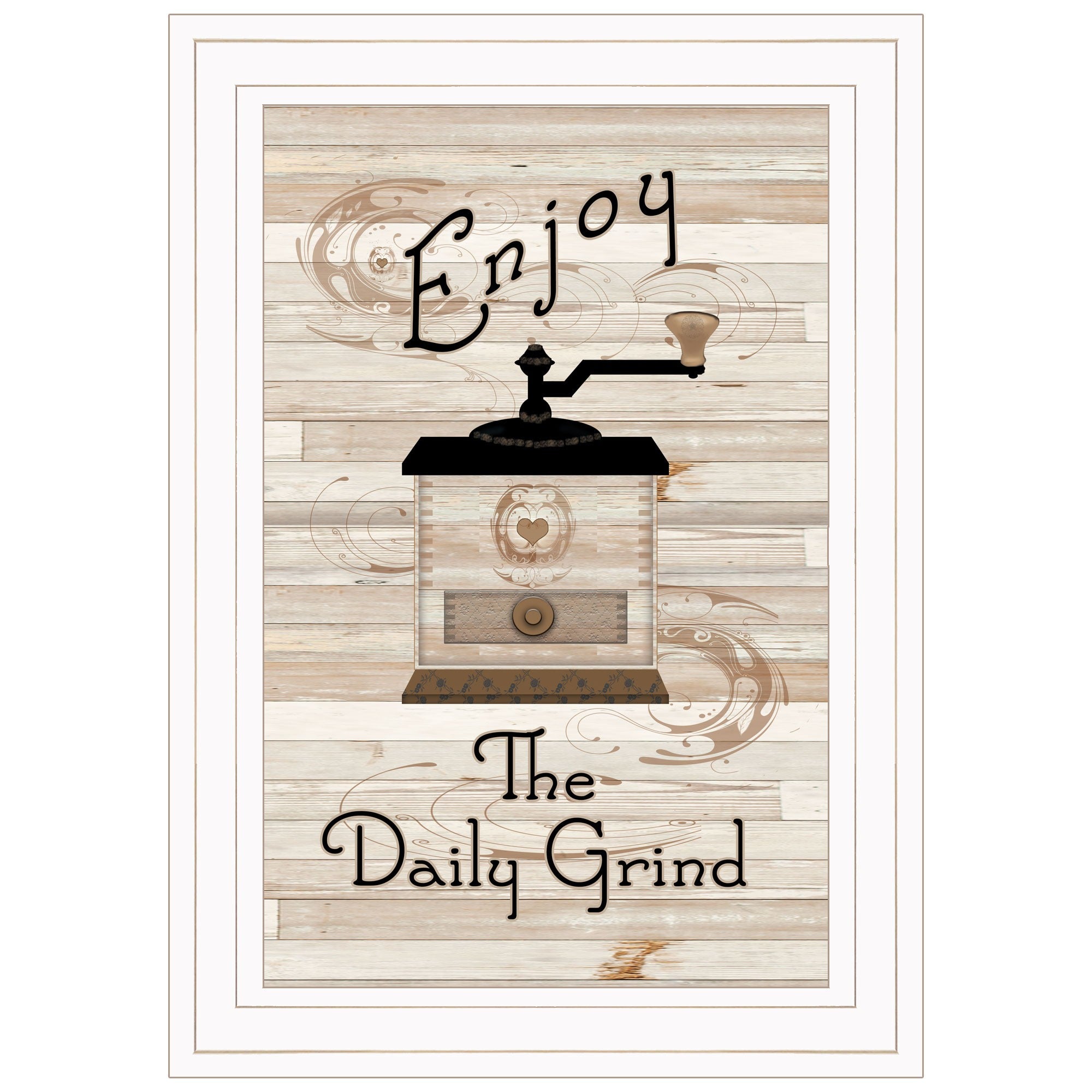Enjoy The Daily Grind 1 White Framed Print Wall Art