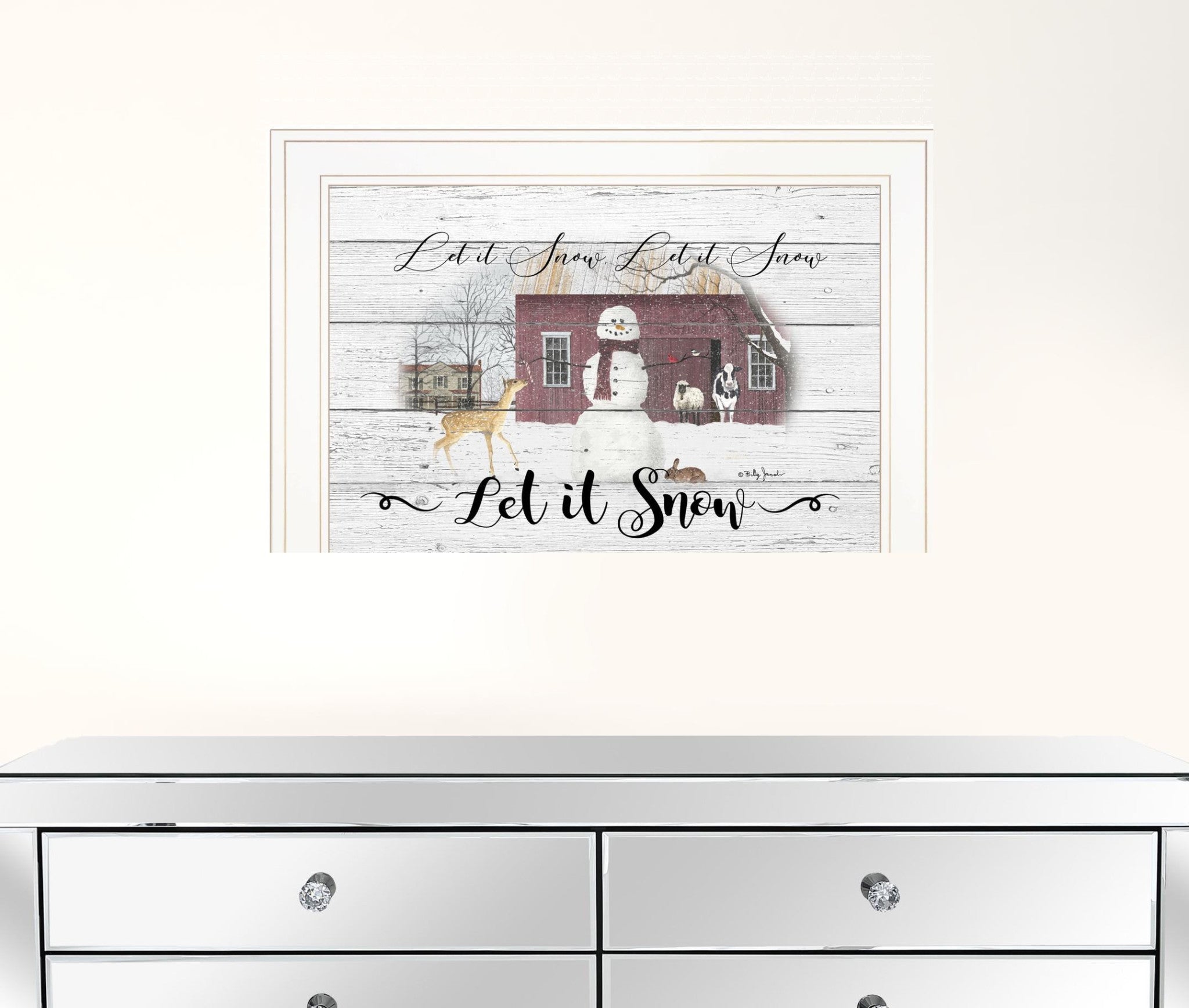 Let It Snow 2 White Framed Print Wall Art