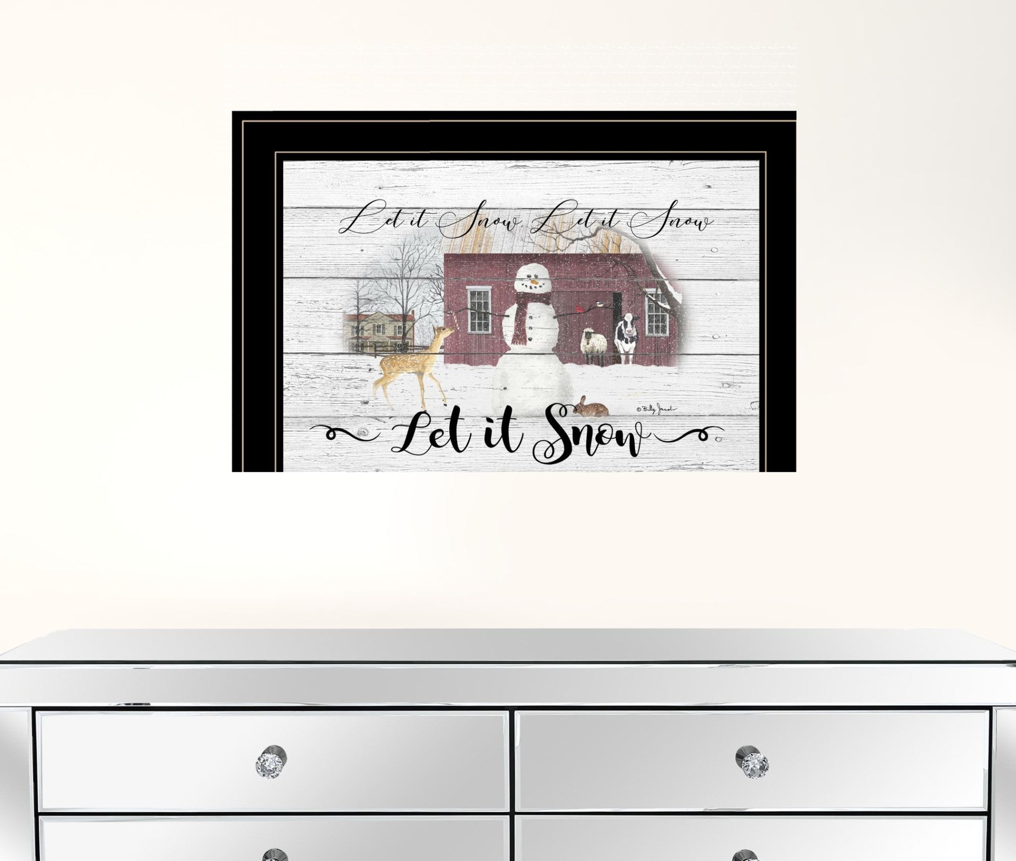Let It Snow 3 Black Framed Print Wall Art