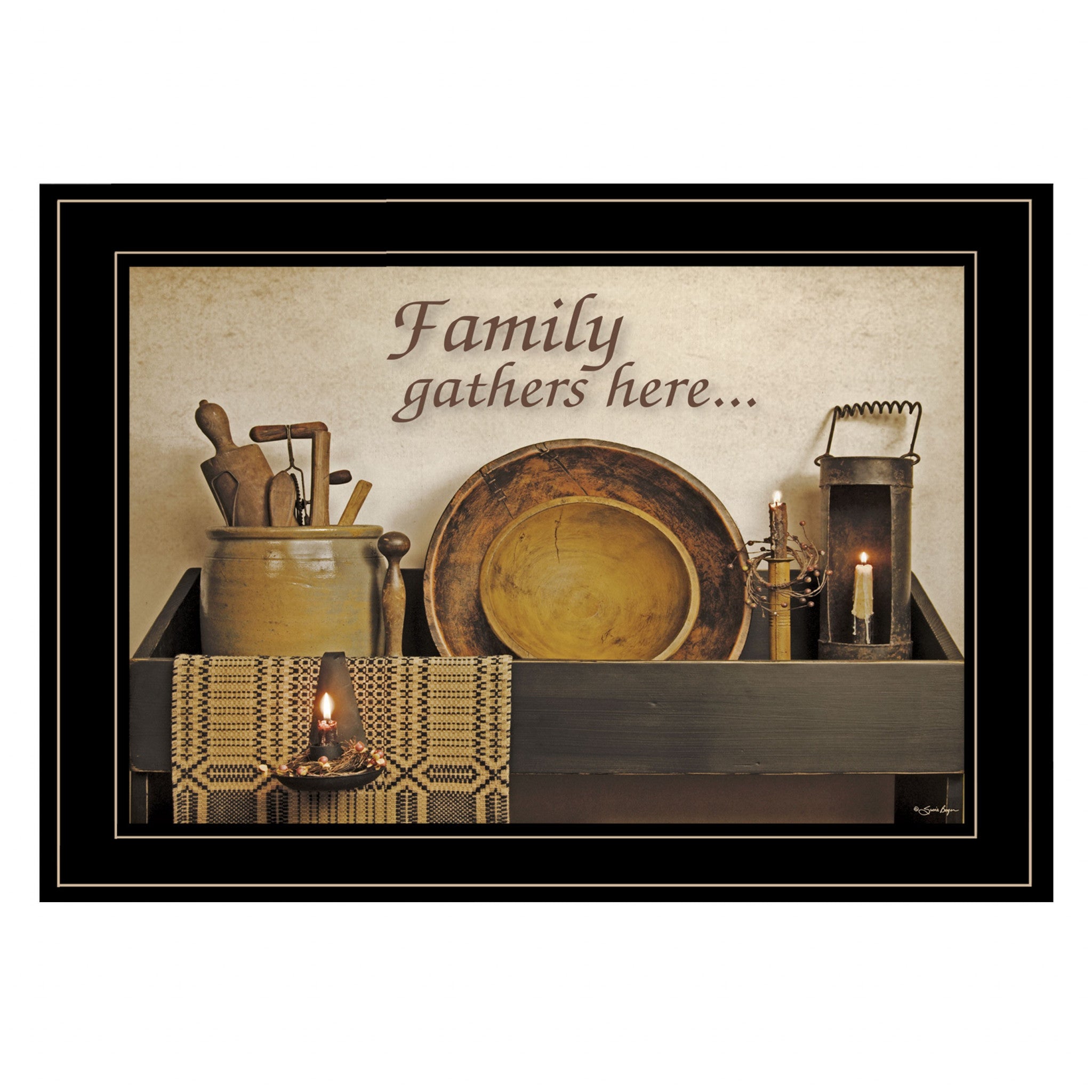 Family Gather Here 3 Black Framed Print Wall Art