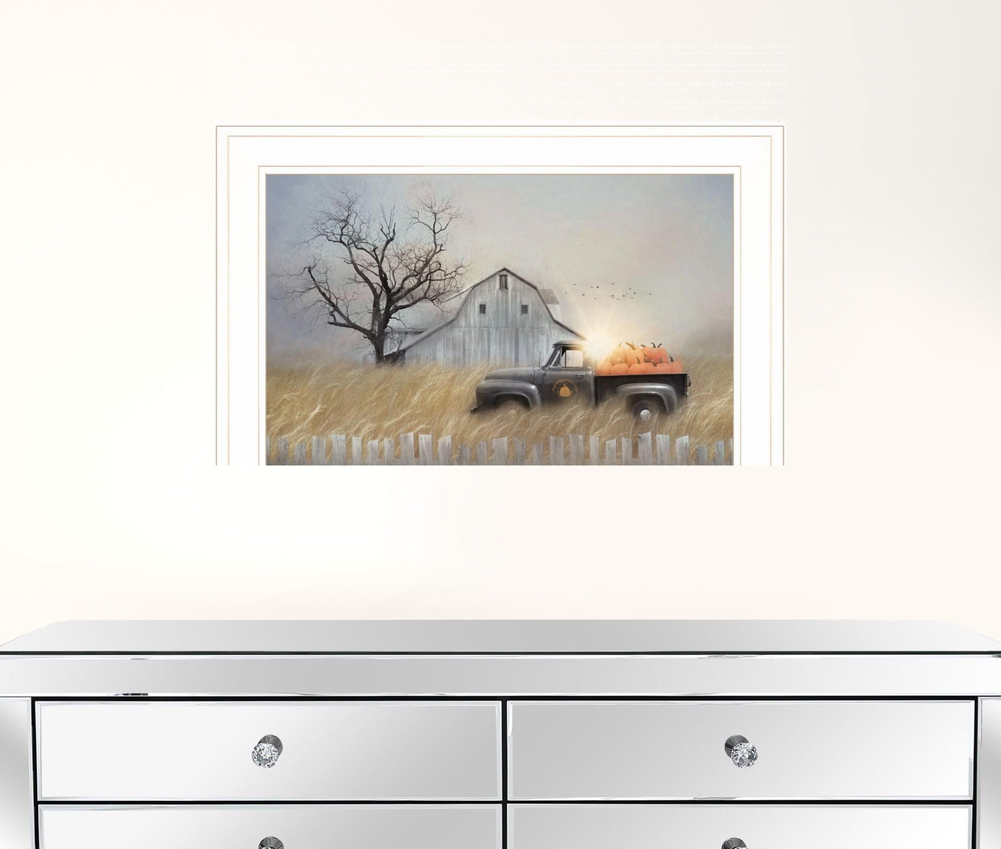 Fall Pumpkin Harvest 2 White Framed Print Wall Art