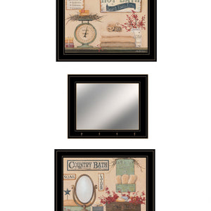 Set Of Three Country Bath III 1 Black Framed Print Wall Art