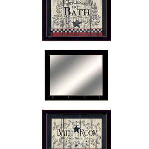 Set Of Three Hot Bath 18 Black Framed Print Wall Art