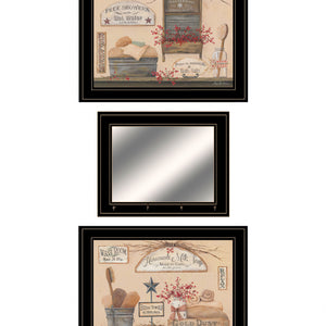 Set Of Three Wash Room Black Two Rim Frame Bathroom Wall Art