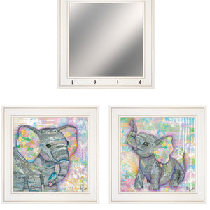 Set Of Three Elephant I And Ii 2 White Framed Print Wall Art