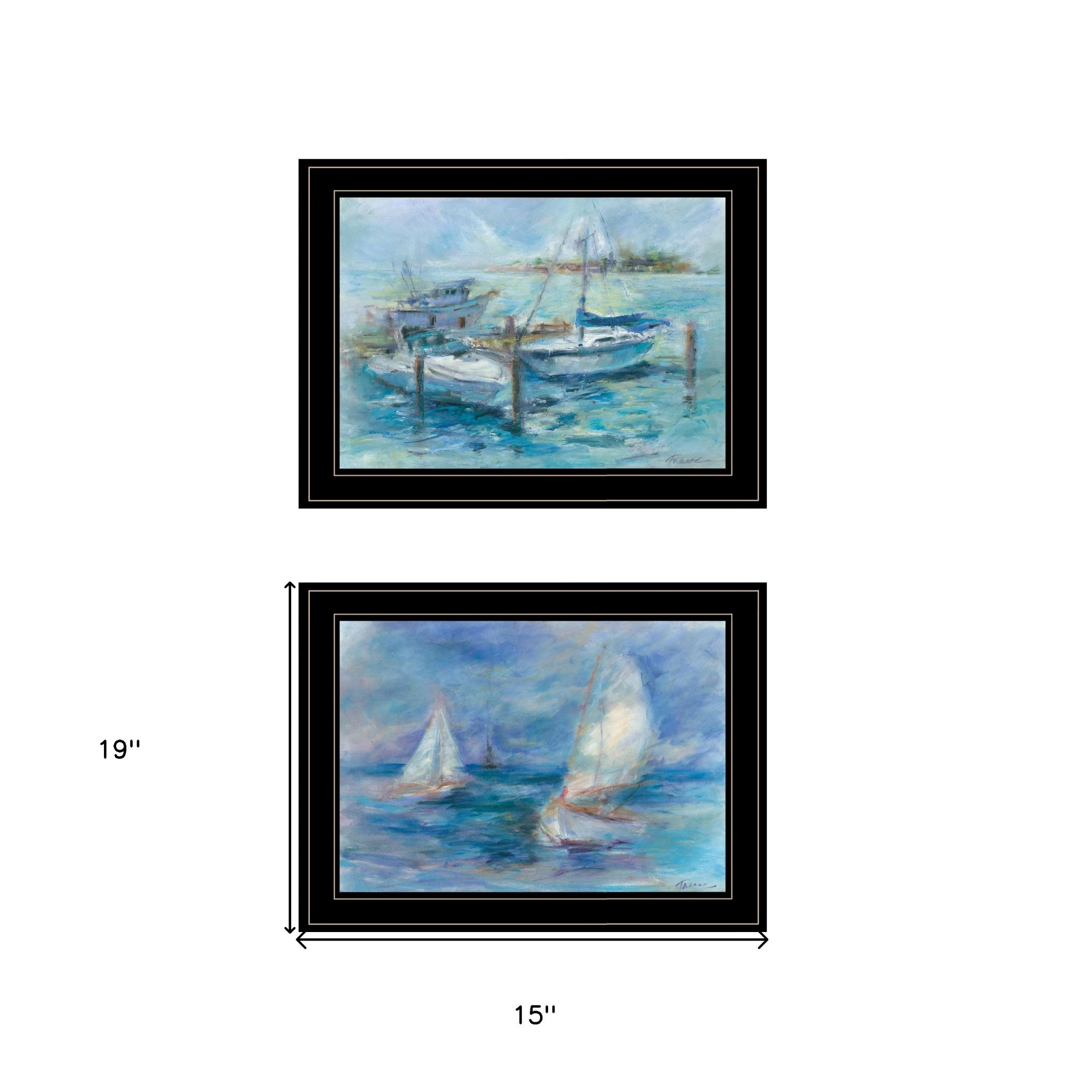 Set Of Two Dockside 2 Black Framed Print Wall Art