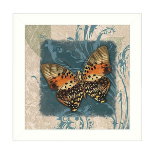 Swirl Butterfly III White Framed Print Wall Art