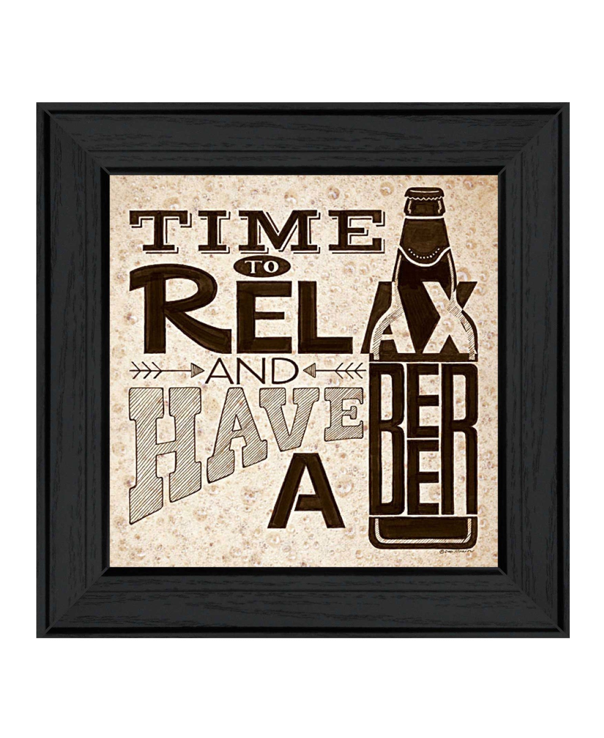 BeerTime To Relax Black Framed Print Wall Art
