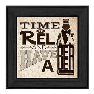 BeerTime To Relax Black Framed Print Wall Art