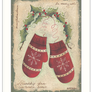 Merry Mittens White Framed Print Wall Art